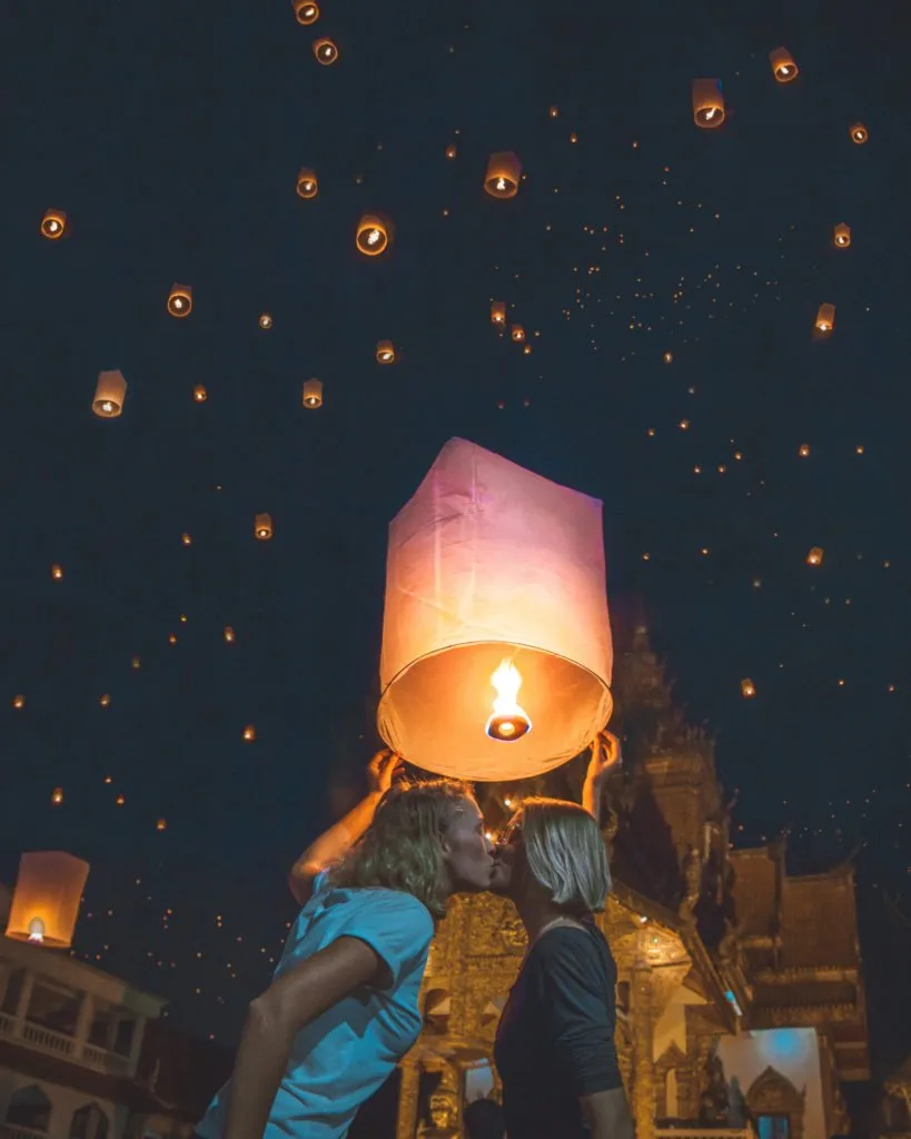 lesbian proposal lantern festival thailand