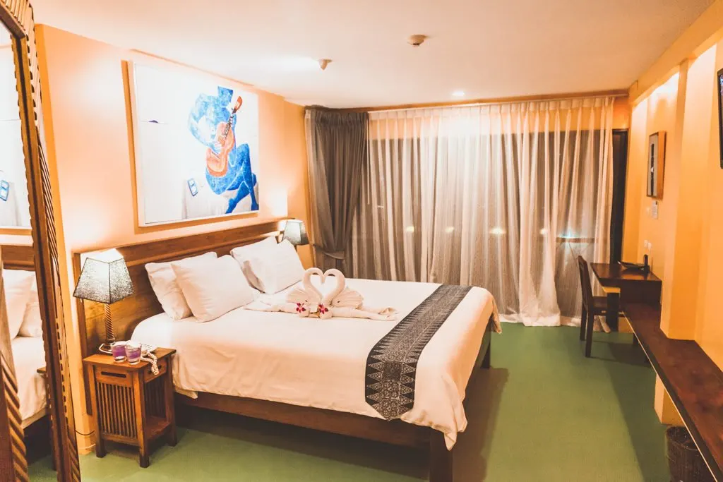 CC's Hideaway Phuket, gay phuket, hotel phuket, lgbt phuket, gay hotel phuket, gay thailand, hotel room, swan towel art