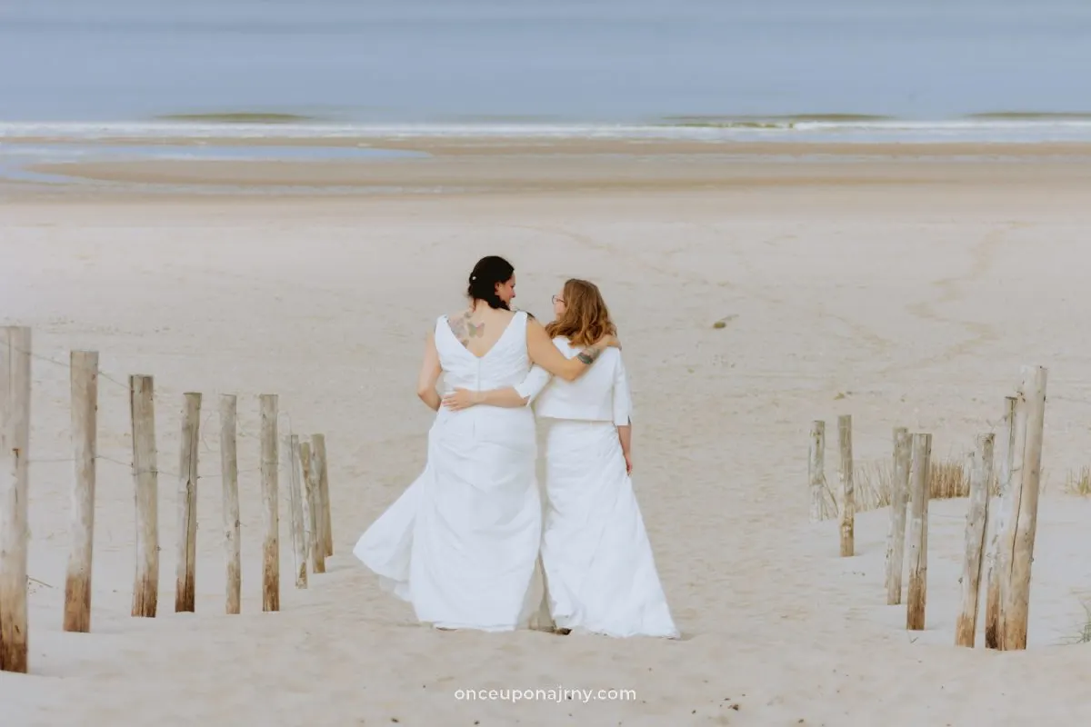 Lesbian wedding Netherlands beach