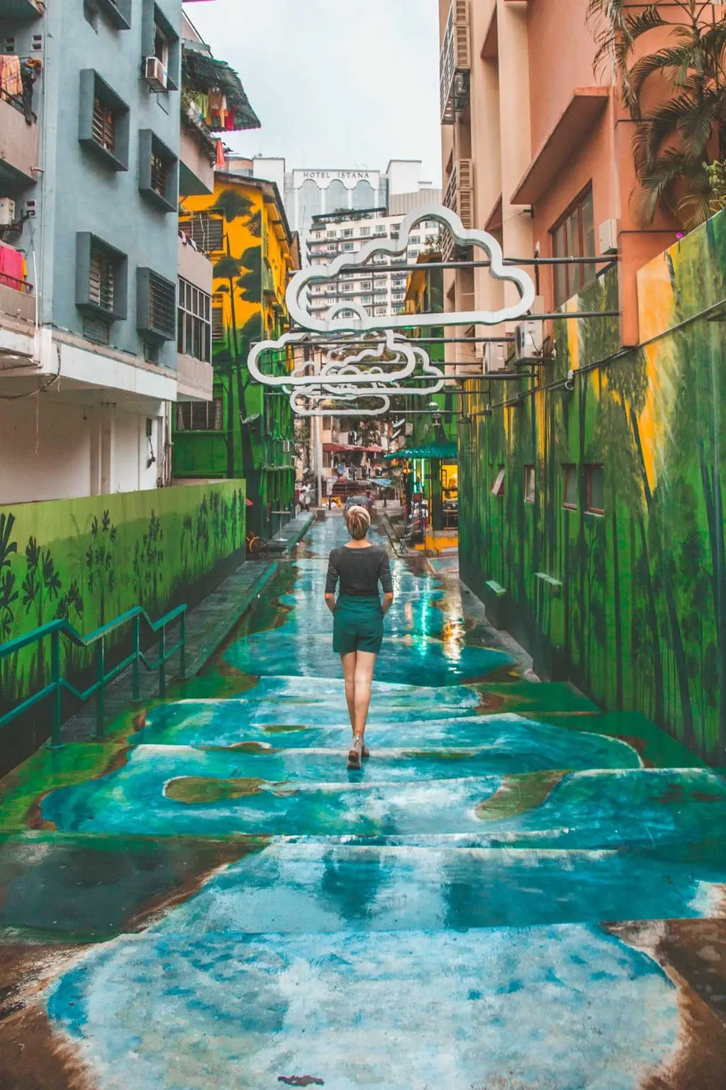 Bukit Bintang Street Art Waterfall Clouds, Kuala Lumpur