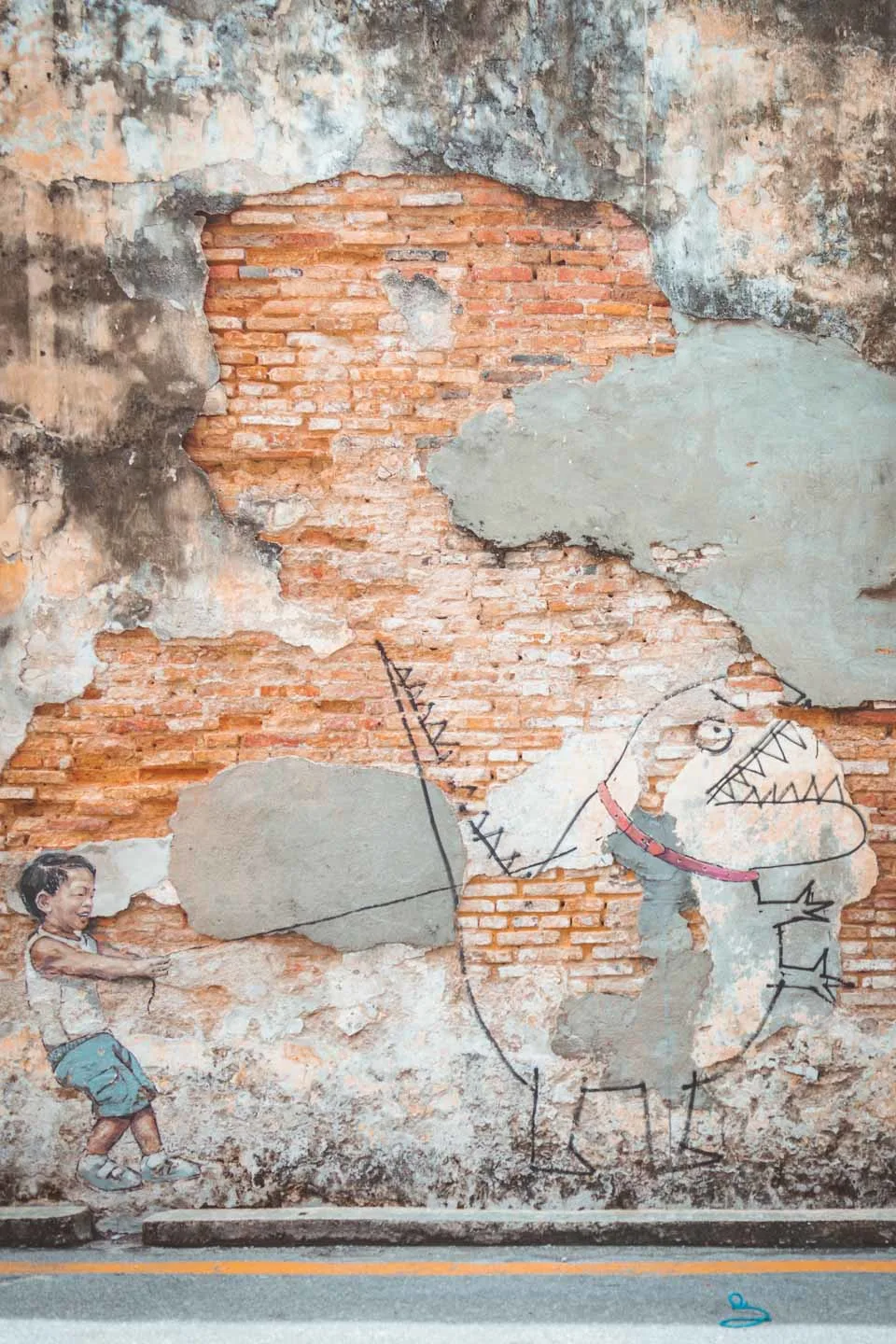 Boy with Pet Dinosaur, Ernest Zacharevic, Penang Street Art, Georgetown