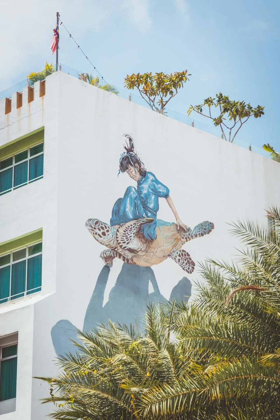 Girl on a turtle, Ernest Zacharevic, Penang Street Art