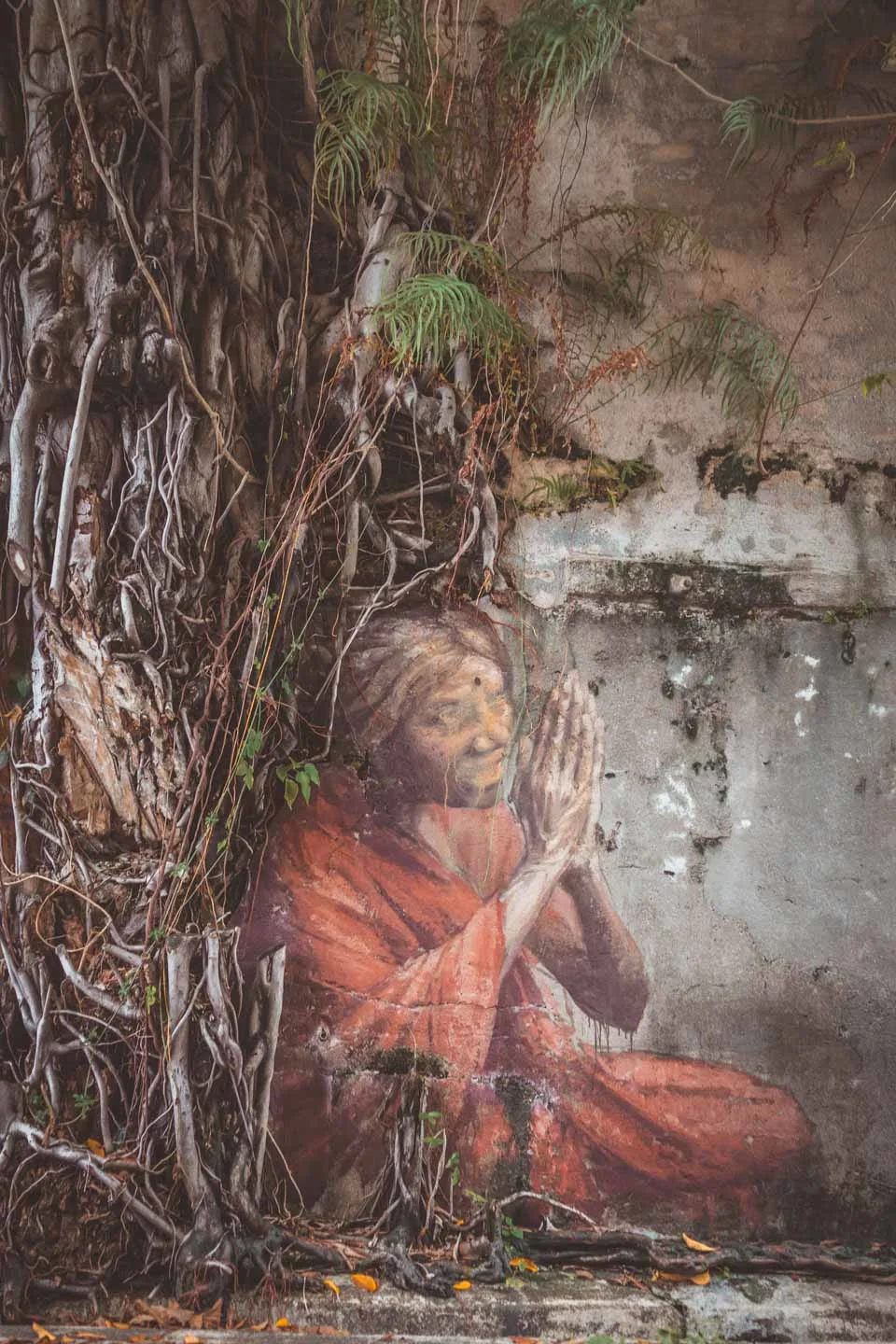 Indian Woman, Woman in Tree, Penang Street Art, Julia Volchkova, Malaysia