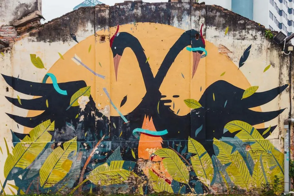 Swans by Sabek, Hin bus depot, Penang street art