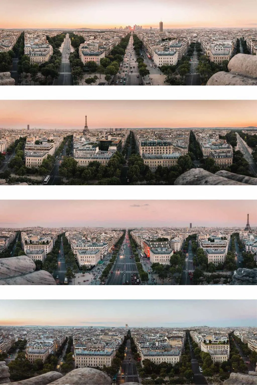 Arc de Triomphe de l'Etoile sunset panorama, Paris Photography
