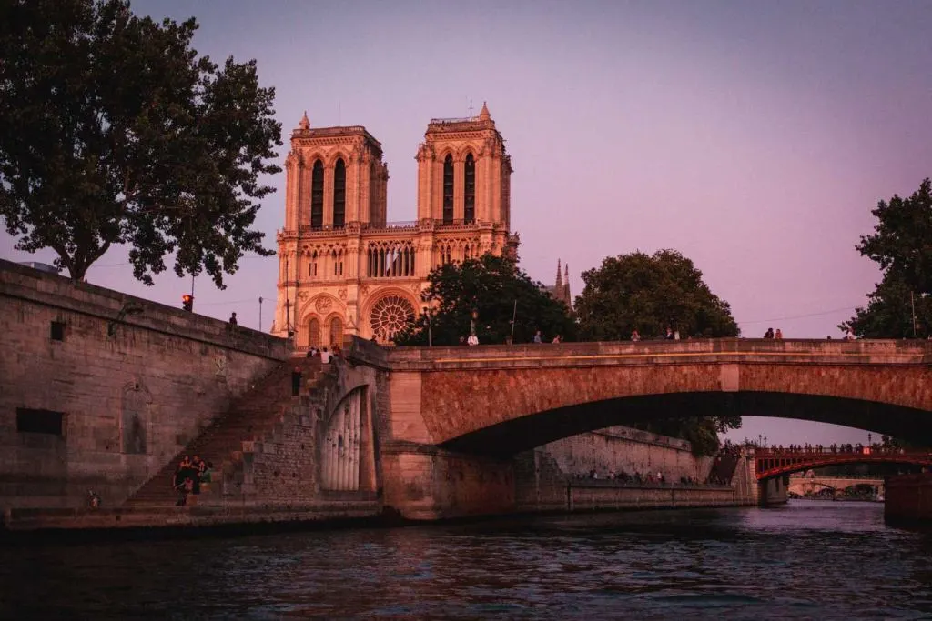 Notre Dame Cathedral, Seine River Cruise during sunset, Paris Photography