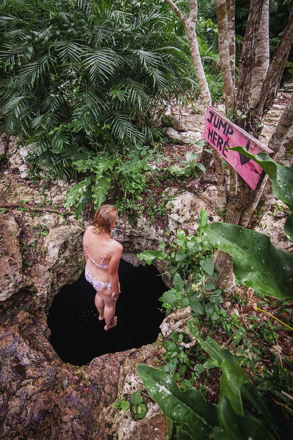 Cenote Calavera jump in small hole