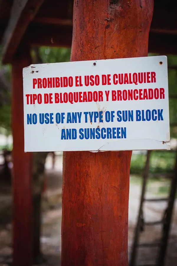 Gran Cenote no use of sunblock and sunscreen