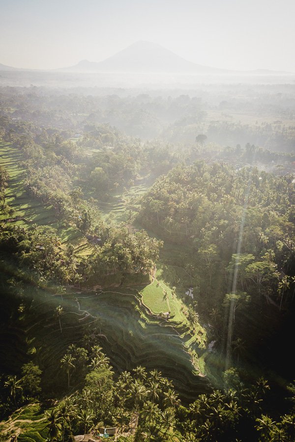 Tegalalang Rice Terrace Ubud Bali with Mount Agung Volcano, drone photography DJI Mavic Pro