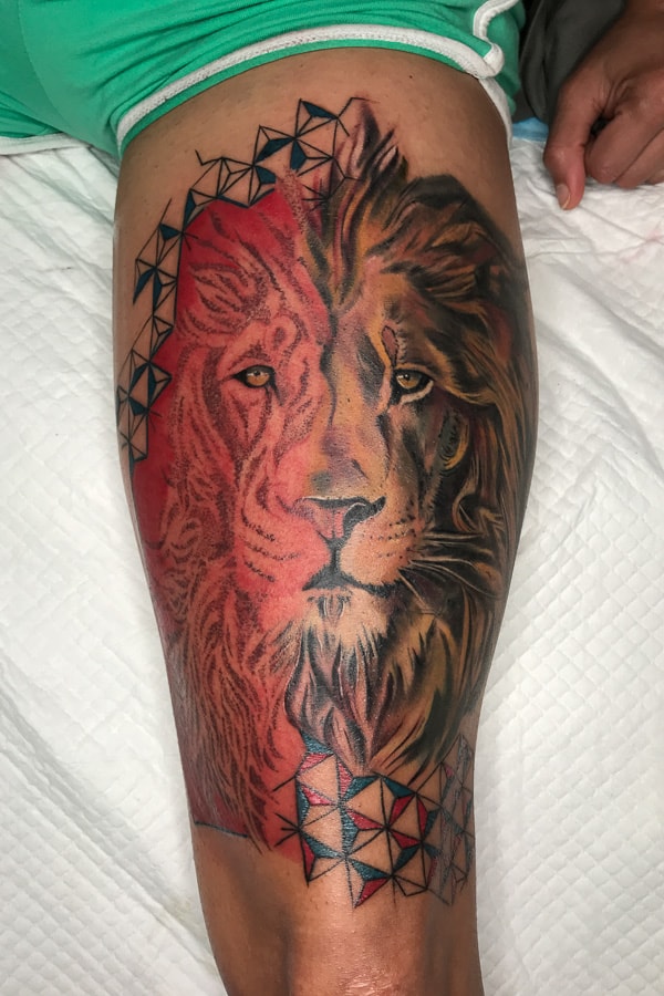 Lion Tattoo Animal Tattoo Watercolor Tattoo Dark Skin Saima by Ruby Sink