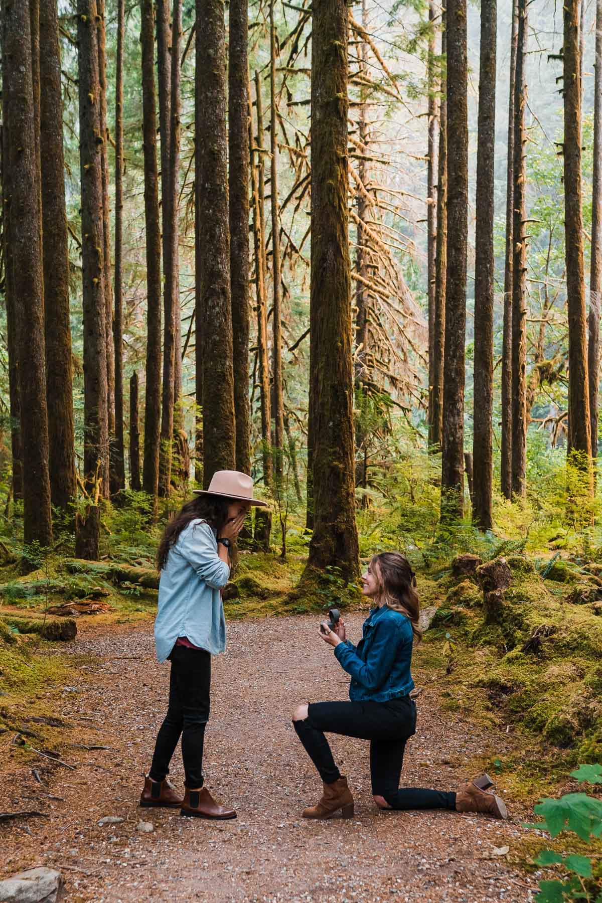 Lesbian forest proposal Mick and Katie