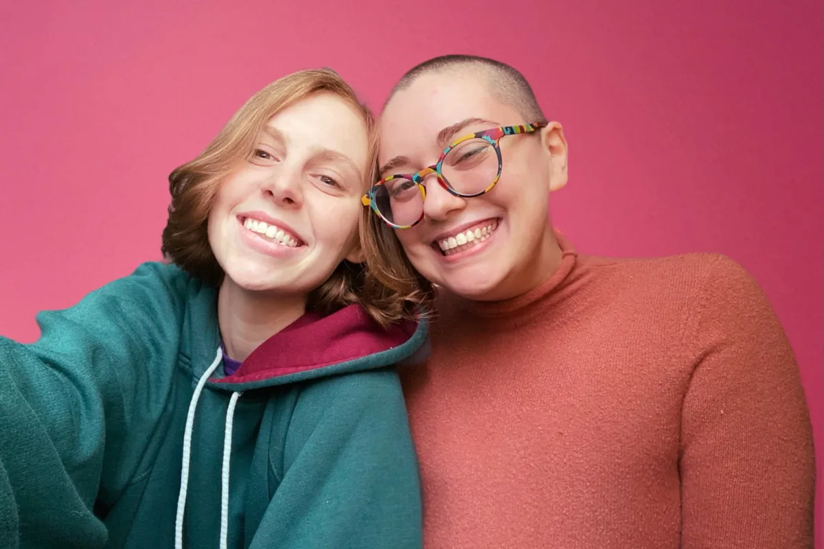 Queer couple trans non binary sarah and hannah engagyed