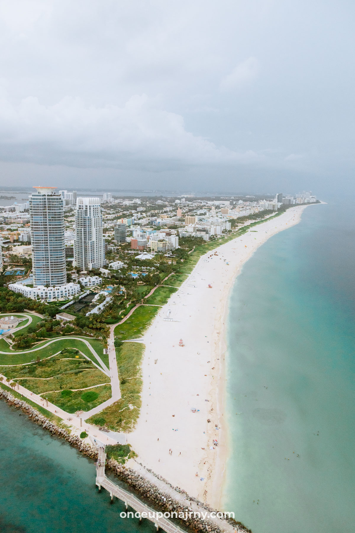 South Pointe Park Miami Beach from helicopter