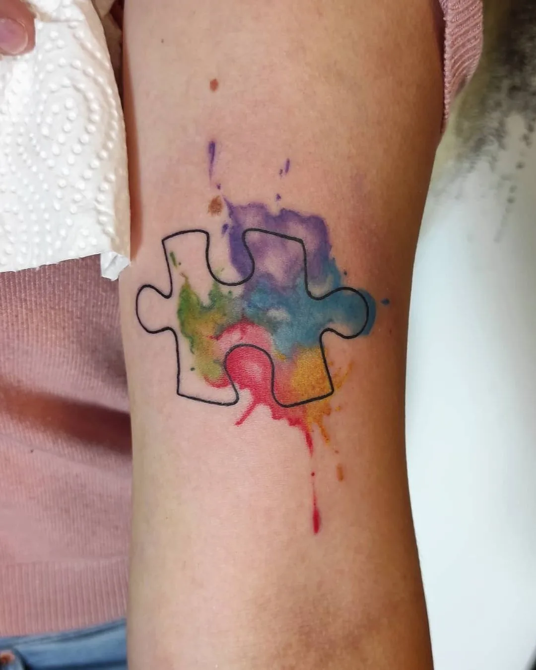Rainbow puzzle piece tattoo kristine_ink