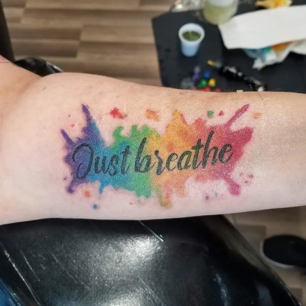 Rainbow tattoo just breathe @delta_ink_tattoo
