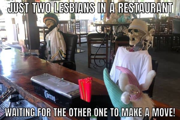 Two lesbians waiting at a restaurant meme